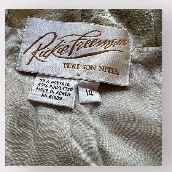 Rickie Freeman Teri Jon Nites Size 14 Light Green Brocade Vintage Blazer Jacket - Picture 8 of 16